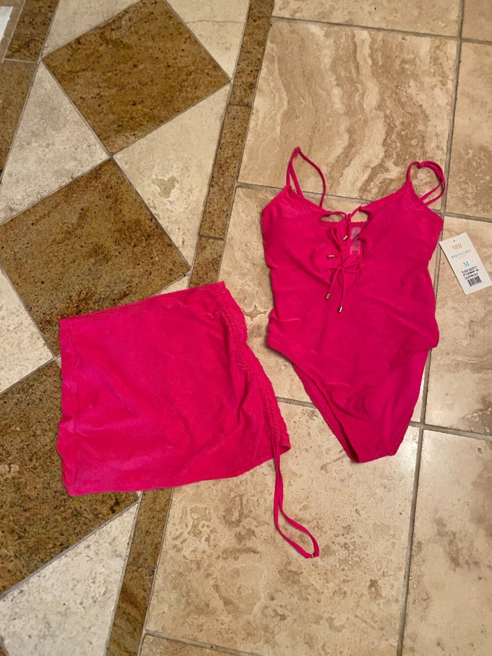 NWT - Hot Pink Mykonos Blu swimsuit ensemble